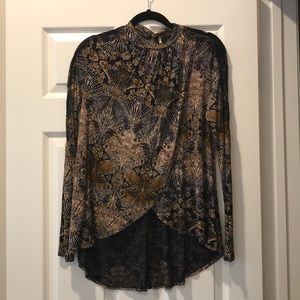 Free People Nouveau Top with Lace Inset Sleeves